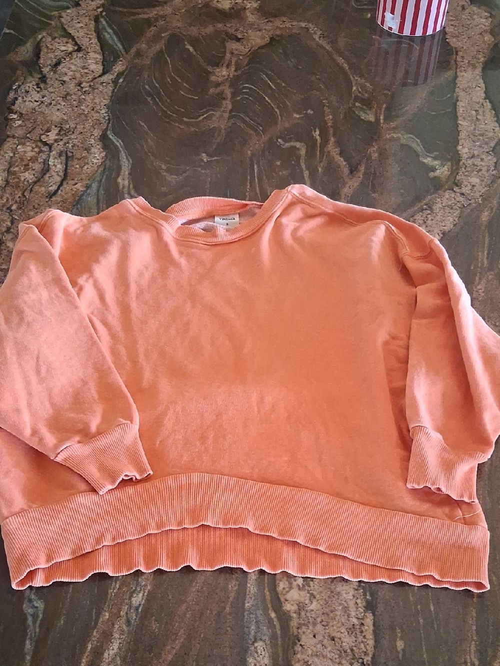 Women’s Orange Crewneck Sweater - Lightweight 3/4 Sleeve